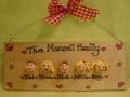 5 CHARACTER FACES FAMILY SIGN WOODEN PLAQUE SHABBY CHIC HANDMADE TO ORDER  PERSONALISED
